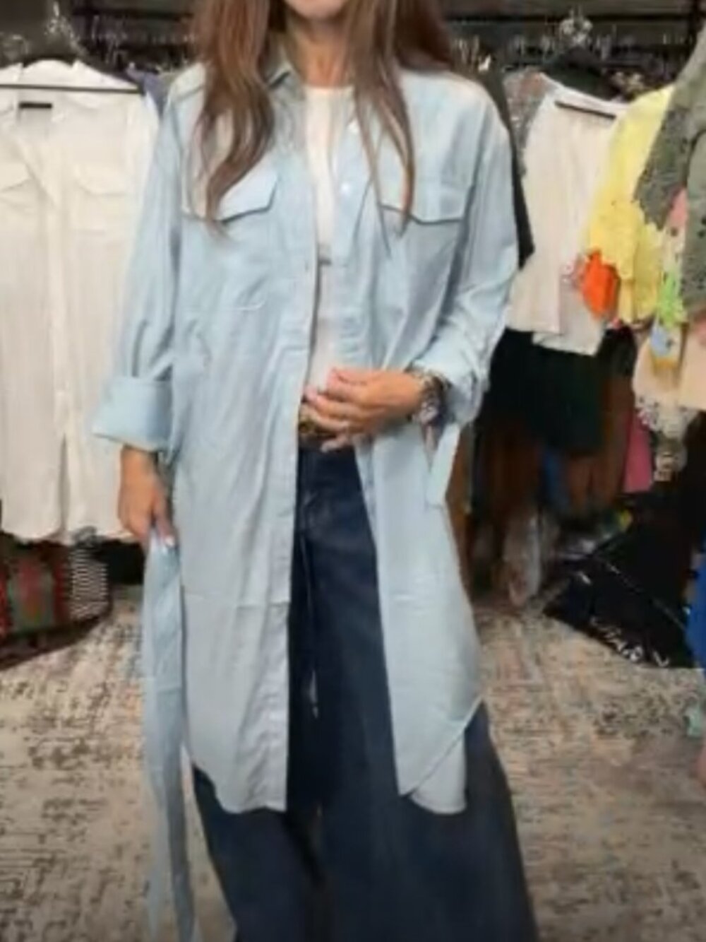 ✨ Parisian Chic Long Shirt Dress ✨ - Picture 2 of 2